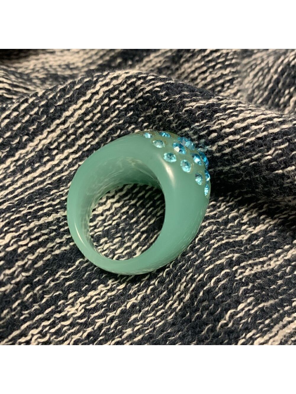 Blue Rhinestone Cocktail Ring - Picture 2 of 4